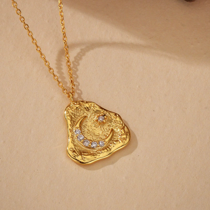 Moonlit Textured Pendant Necklace